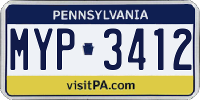 PA license plate MYP3412