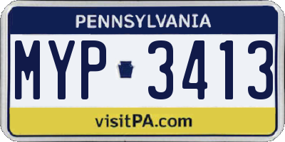PA license plate MYP3413