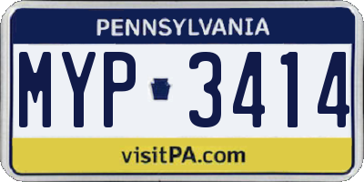 PA license plate MYP3414