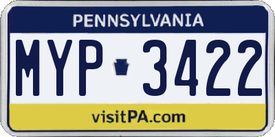 PA license plate MYP3422