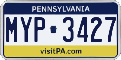 PA license plate MYP3427