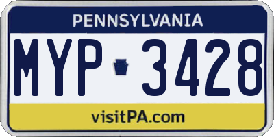 PA license plate MYP3428