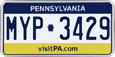 PA license plate MYP3429