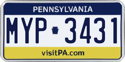 PA license plate MYP3431