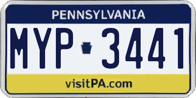 PA license plate MYP3441