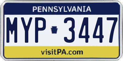 PA license plate MYP3447