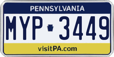 PA license plate MYP3449