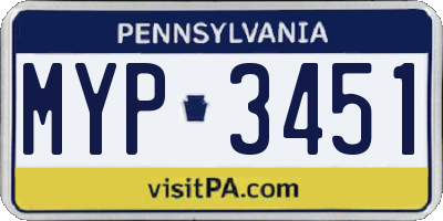 PA license plate MYP3451