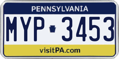 PA license plate MYP3453