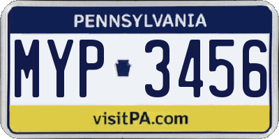 PA license plate MYP3456
