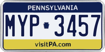 PA license plate MYP3457