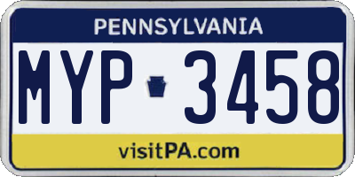 PA license plate MYP3458
