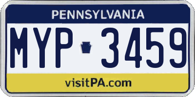 PA license plate MYP3459