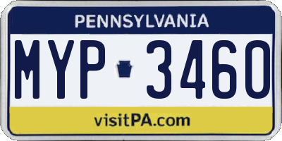 PA license plate MYP3460