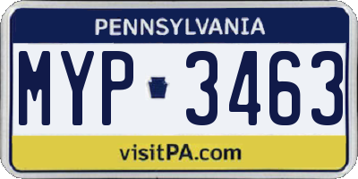 PA license plate MYP3463