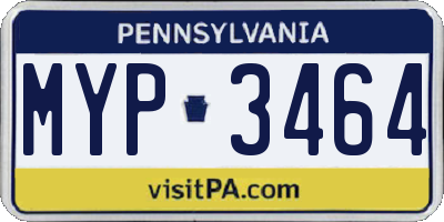 PA license plate MYP3464