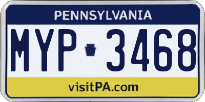 PA license plate MYP3468