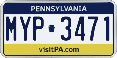 PA license plate MYP3471