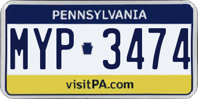 PA license plate MYP3474
