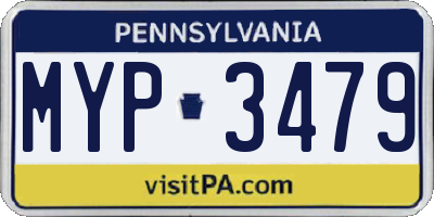 PA license plate MYP3479