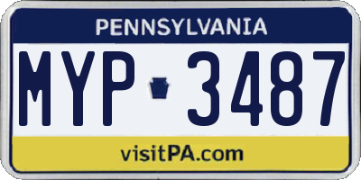 PA license plate MYP3487