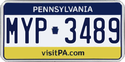 PA license plate MYP3489