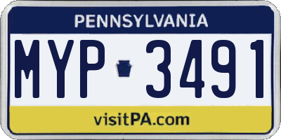PA license plate MYP3491