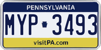 PA license plate MYP3493