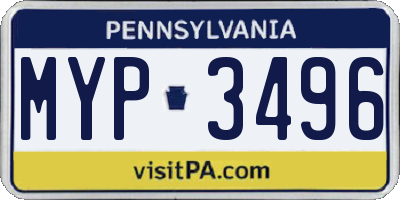 PA license plate MYP3496