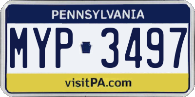 PA license plate MYP3497