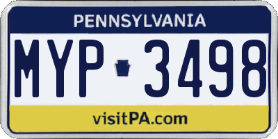 PA license plate MYP3498