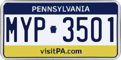 PA license plate MYP3501