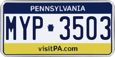 PA license plate MYP3503