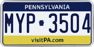 PA license plate MYP3504