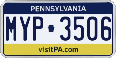 PA license plate MYP3506