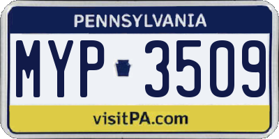 PA license plate MYP3509
