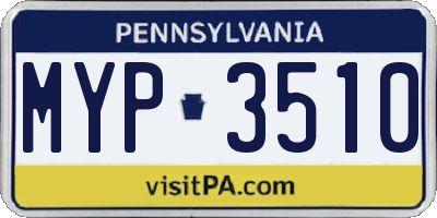PA license plate MYP3510