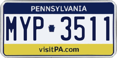 PA license plate MYP3511