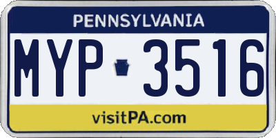 PA license plate MYP3516