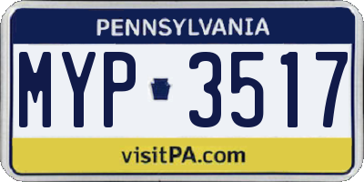 PA license plate MYP3517