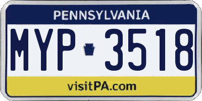 PA license plate MYP3518