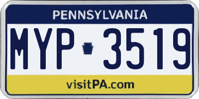 PA license plate MYP3519