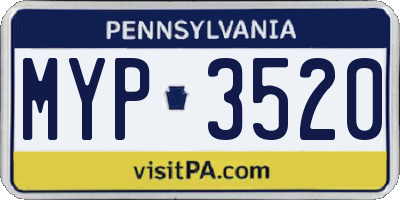 PA license plate MYP3520