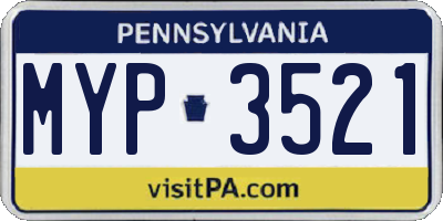 PA license plate MYP3521