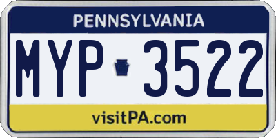 PA license plate MYP3522