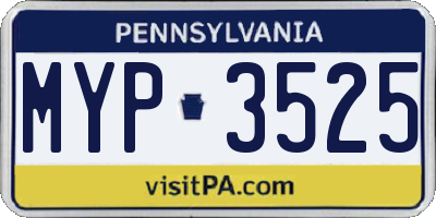 PA license plate MYP3525