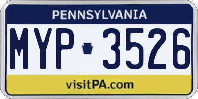 PA license plate MYP3526