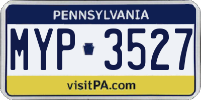 PA license plate MYP3527