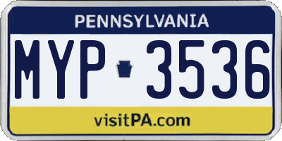 PA license plate MYP3536