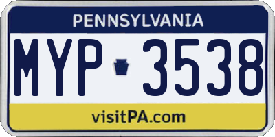 PA license plate MYP3538